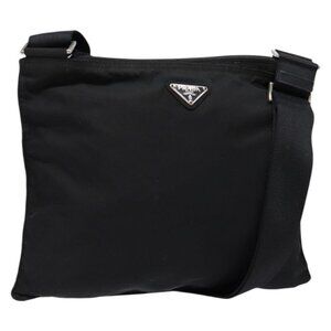 Authentic PRADA Shoulder Bag Nylon Black Silver